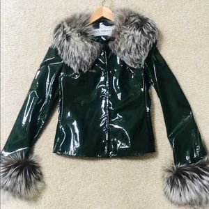 Dolce & Gabbana patent leather coat with Fox fur
